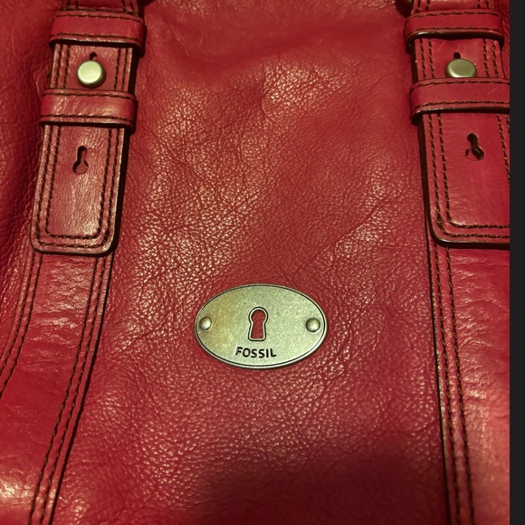 Fossil raspberry hot pink real leather purse bag EUC - Picture 3 of 12